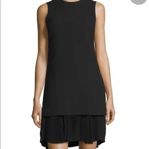 New THEORY Women Black Malkan P Winslow Layered Pleated Skirt Dress Size 6